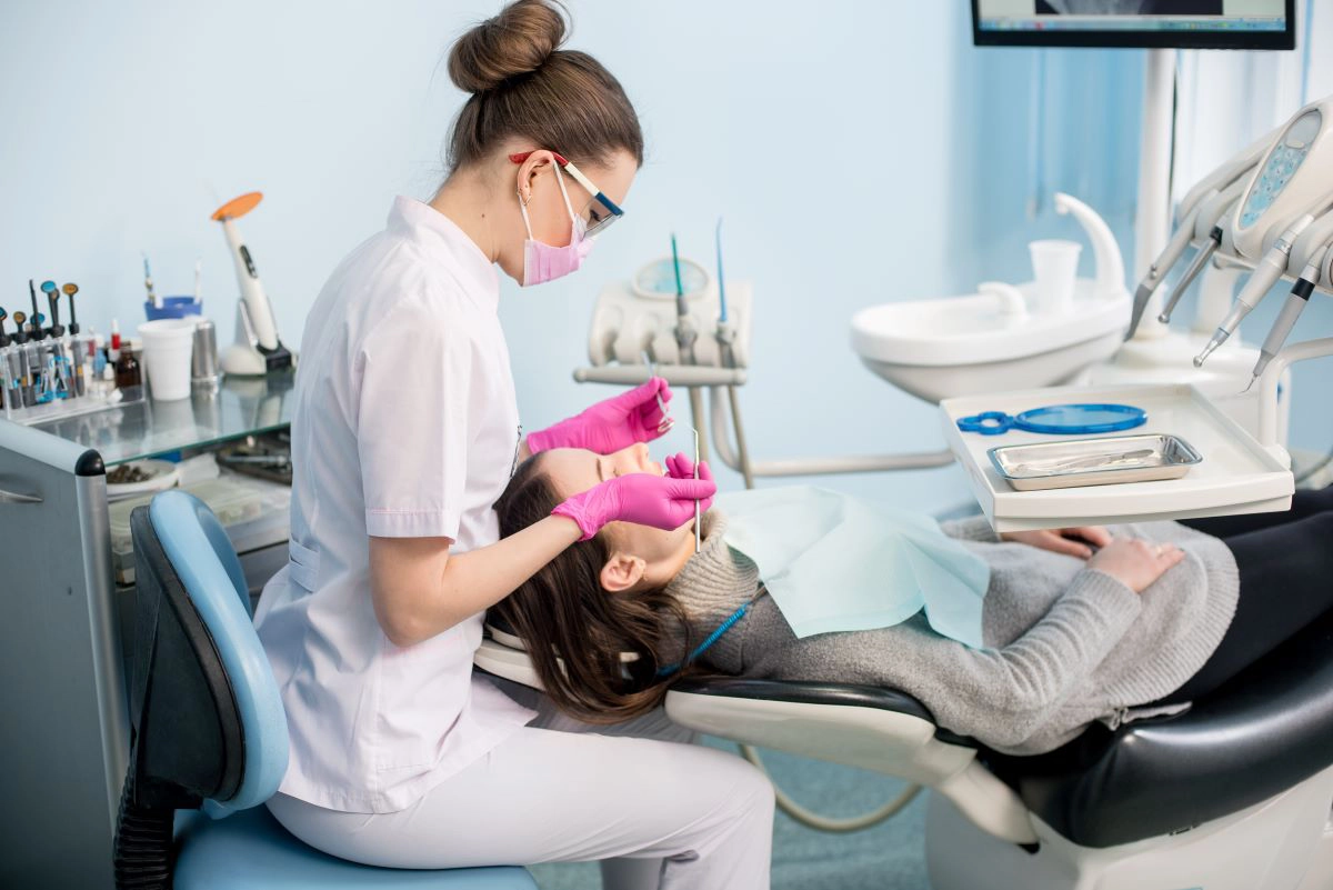 Patient receiving attentive dental care